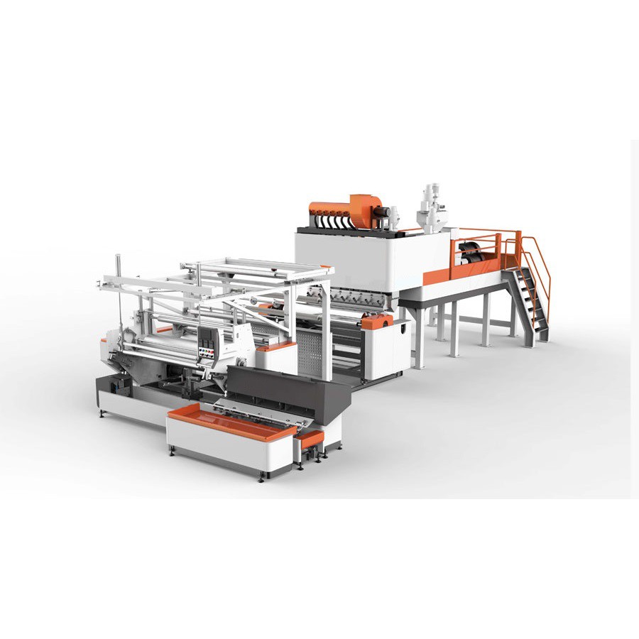 3 qatlamli pe streç va yopishtiruvchi plyonka ishlab chiqarish mashinasi